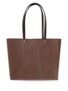 Etro Large Paisley Jacquard Tote Bag In Brown