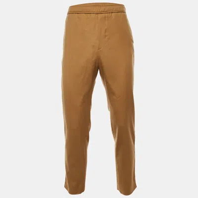 Pre-owned Etro Brown Fleece Wool Tapered Pants M