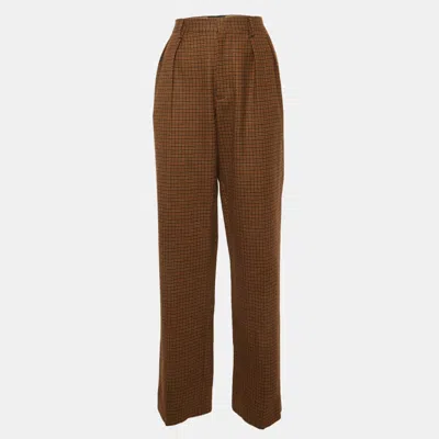 Pre-owned Etro Brown Houndstooth Wool Trousers M