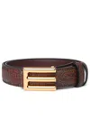 Etro Logo-buckle Paisley Leather Belt In Marrone