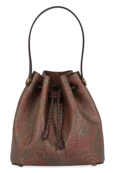 Etro Brown Leather Bucket Arnica In Multi