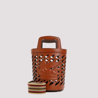 Etro Brown Leather Coffa Bucket Bag In Black
