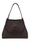 Etro Libra Brown Shoulder Bag With Maxi Logo On The Front In Leather Woman In Brown