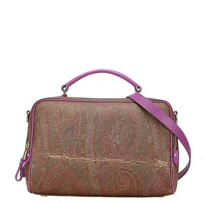 Pre-owned Etro Brown Multi-color Purple Pvc Leather Handbag Shoulder Bag ()