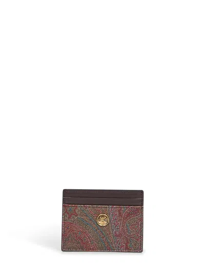 Etro Brown Paisley Card Holder With Coin
