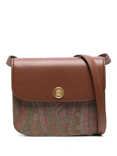 Etro Brown Paisley-jacquard And Leather Cross-body Bag