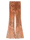 Etro Paisley-print Flared Viscose Trousers In Orange