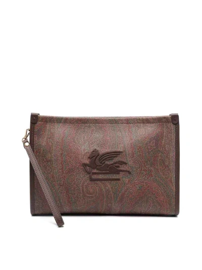 Etro Brown Paisley Print Rectangle Bag