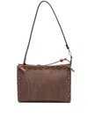 Etro Brown Calfskin Shoulder Bag With Paisley Print