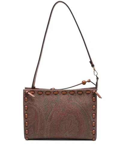 ETRO BROWN PAISLEY-PRINT SHOULDER BAG