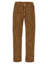 Etro Velvet Trousers Featuring Paisley Pattern In Brown