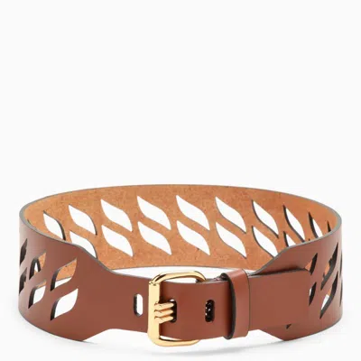 Etro Brown Perforated Leather Belt For Women