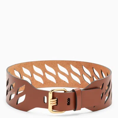 ETRO BROWN PERFORATED LEATHER BELT