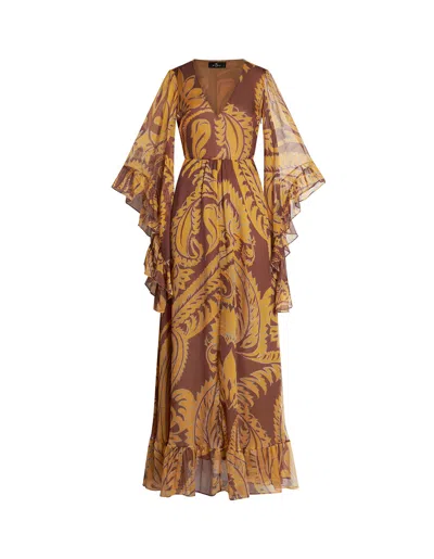 Etro Brown Printed Maxi Dress