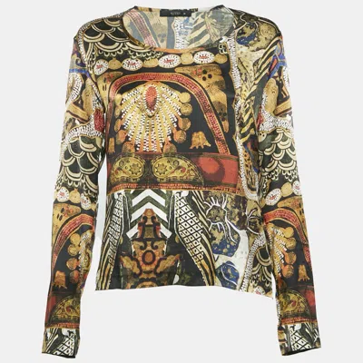 Pre-owned Etro Brown Printed Satin Blouse L
