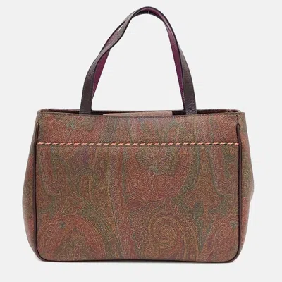 Pre-owned Etro Brown Pvc Paisley Tote Bag