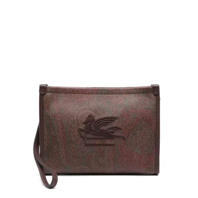 Etro Brown  Red Clutch Bags