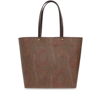 ETRO BROWN  RED TOTE BAGS