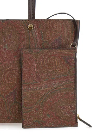Etro Brown Shopper With All-over Jacquard Paisley Pattern