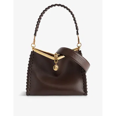 Etro Brown Vela Braided-strap Leather Top-handle Bag In M0019