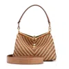Etro Vela M Raffia Shoulder Bag Top Handle In Brown