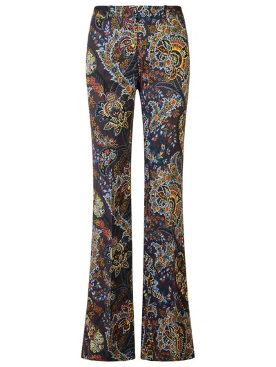 Etro Floreal Paisley Flared Trousers In Brown