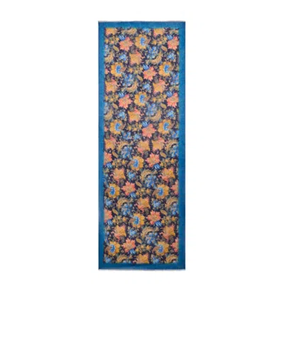 Etro Brushed Cashmere Scarf With Floral Motif In Red