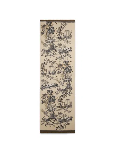 Etro Brushed Wool Scarf With Two Prints In Transparent