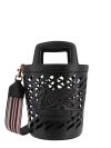 Etro Black Bucket Bag With Multicolor Shoulder Strap And Pegasus Detail In Perforated Leather Woman In Black