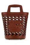Etro Pegaso Motif Cut Out Detailed Tote Bag In Brown