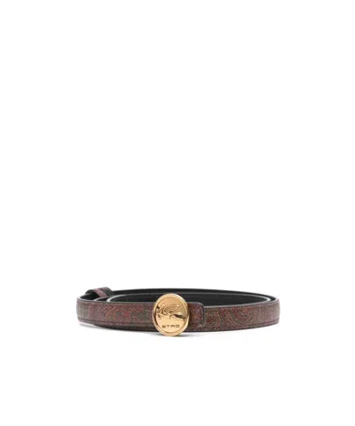 Etro Buckle Adjustable Waist Belt In Brown