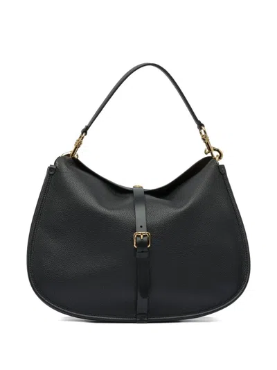 Etro Buckle-fastening Extra-large Leather Shoulder Bag In Black