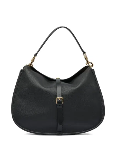 Etro Buckle-fastening Extra-large Leather Shoulder Bag In Black