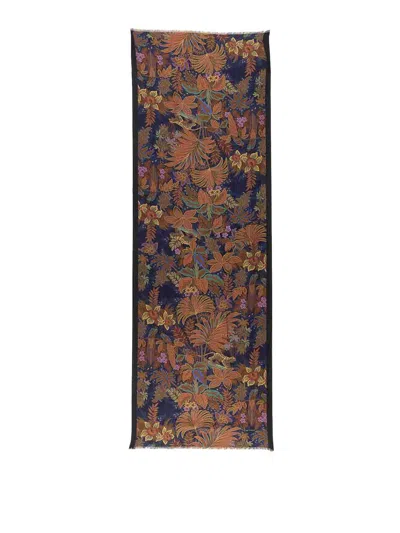Etro Paisley Print Scarf In Blue