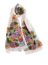 Etro Bouquet-print Fringed Scarf In White