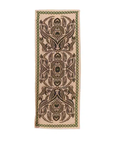 Etro Cashmere Blend Scarf In Brown