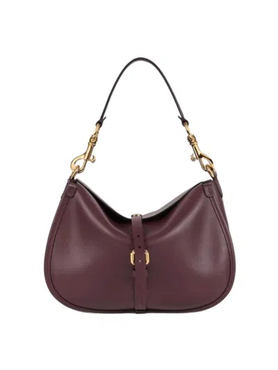 Etro Medium Leather Pony Shoulder Bag In Burgundy