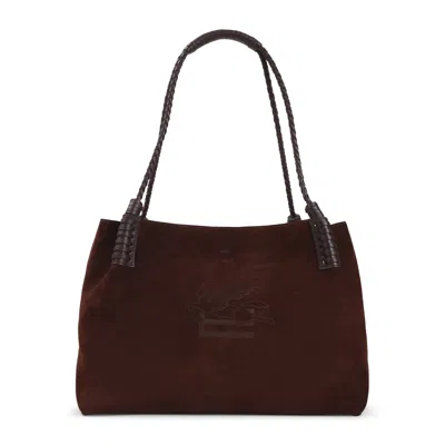 Etro Burgundy Libra Medium Suede Shopping Bag
