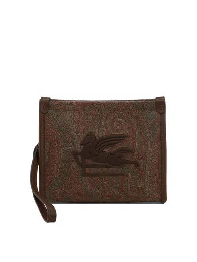 Etro Burgundy Paisley Clutch For Women In Brown