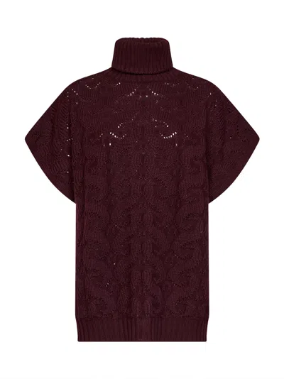 Etro Burgundy Paisley-pattern Stitch Knit Turtleneck Sweater In Red