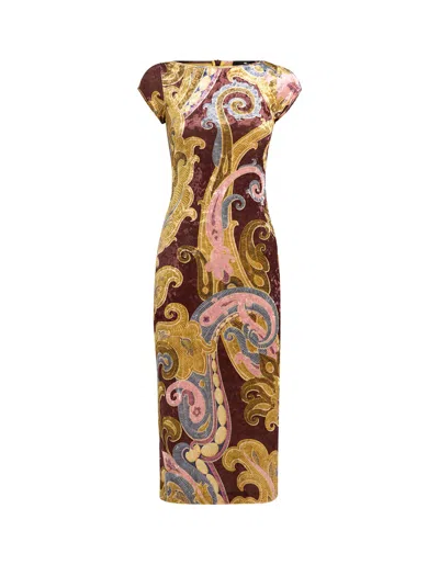 Etro Paisley-printed Chenille Dress In Red