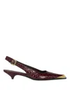 Etro Burgundy Printed Leather Sling-back In Red