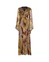 Etro Burgundy Printed Silk Long Dress In Red