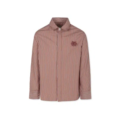 Etro Kids' Burgundy Shirt For Boy With Pegaso In Brown