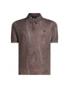 Etro Burgundy Silk And Cashmere Blend Polo Shirt With Paisley Print In Red