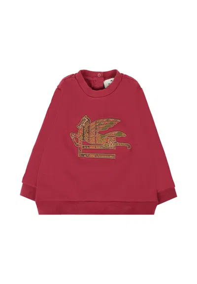 Etro Burgundy Sweatshirt For Babykids With Pegasus In Red