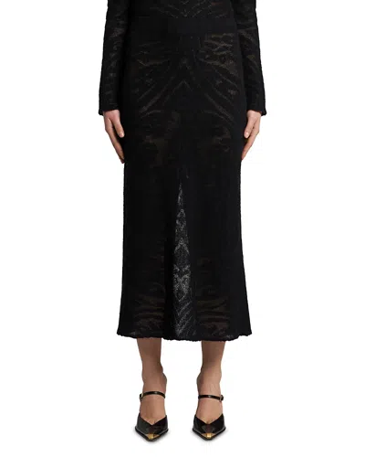 Etro Burnout Knit Midi Skirt In Blue
