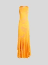 Etro Orange Long Dress With Semi-transparent Design And Cut Out Detail On The Back In Viscose Blend Woman In Orange