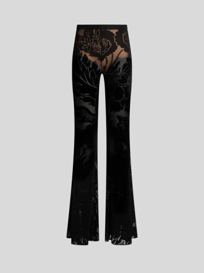 Etro Burnout Stretch Jersey Flared Trousers In Black