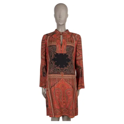 Pre-owned Etro Burnt Orange Silk 2020 Paisley Tunic Dress 44 L